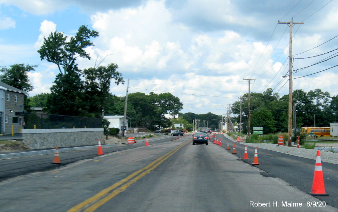 Image of newly paved future MA 18 North and South lanes in Abington as part of MA 18 widening project, August 2020
