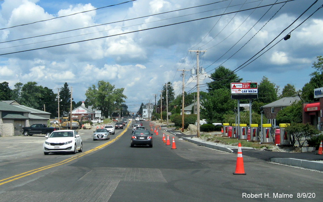 Image of widening project construction on MA 18 North in South Weymouth, August 2020
