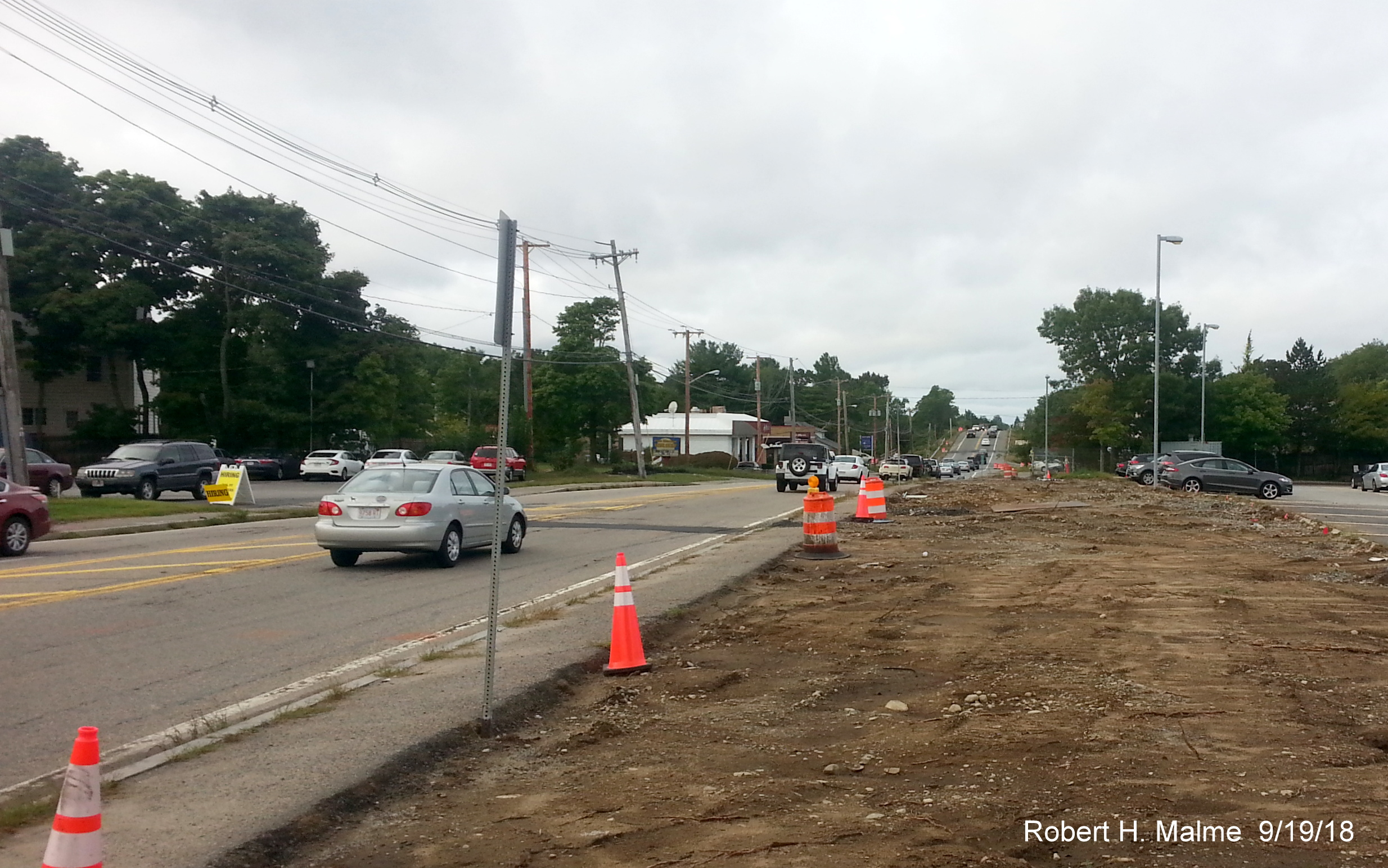 Image of cleared area for future MA 18 North lane by South Weymouth commuter rail station in Sept. 2018