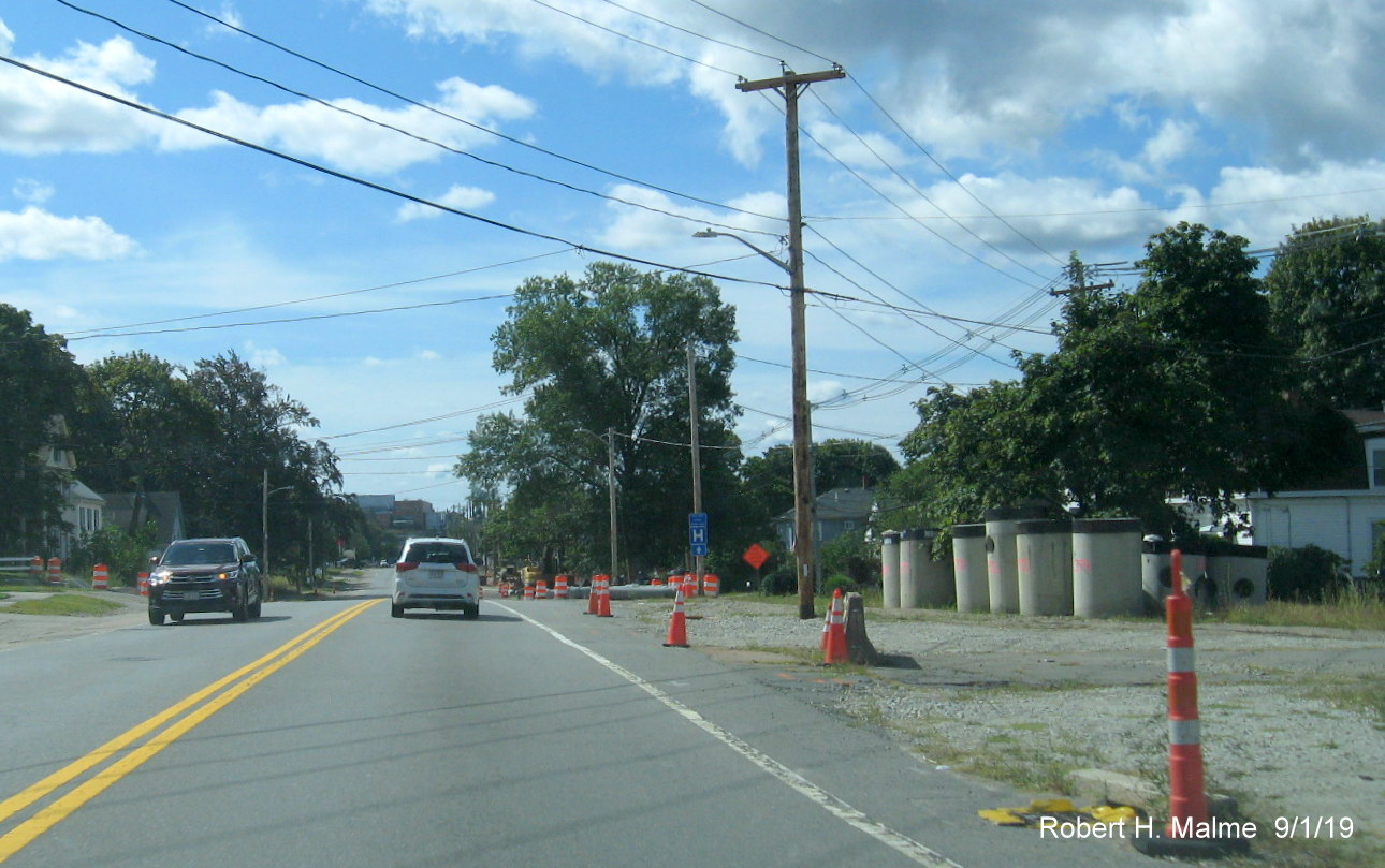 Image of widening progress along MA 18 South between Middle Street and Park Drive in Weymouth