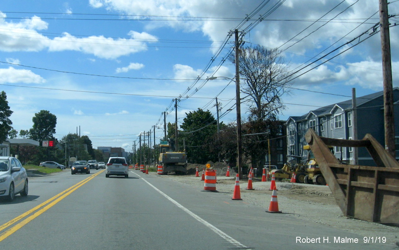 Image of widening work along MA 18 South approaching Park Drive in Weymouth