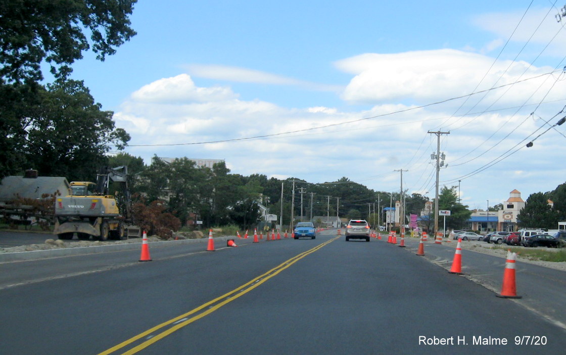 Image of newly paved future lanes along MA 18 at the Abington/Weymouth border, September 2020