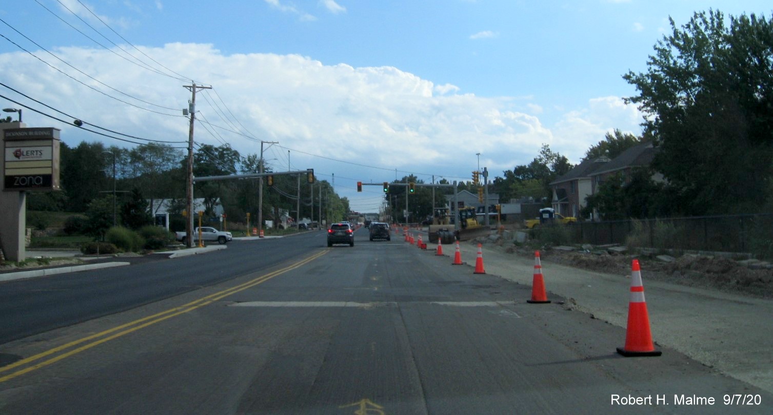 Image of MA 18 South widening construction in Weymouth with graded roadbed prior to Shea Blvd, September 2020
