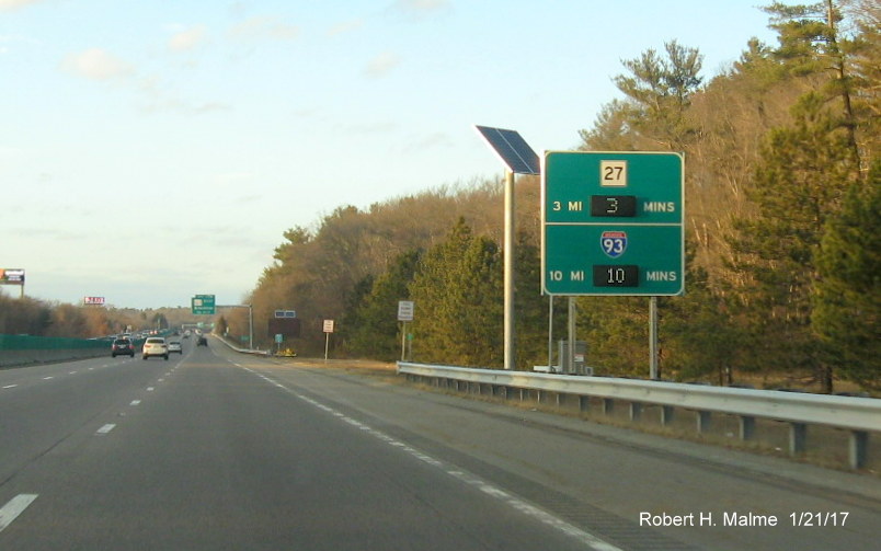 Image of activated Real Time Traffic sign on MA 24 North in West Bridgewater