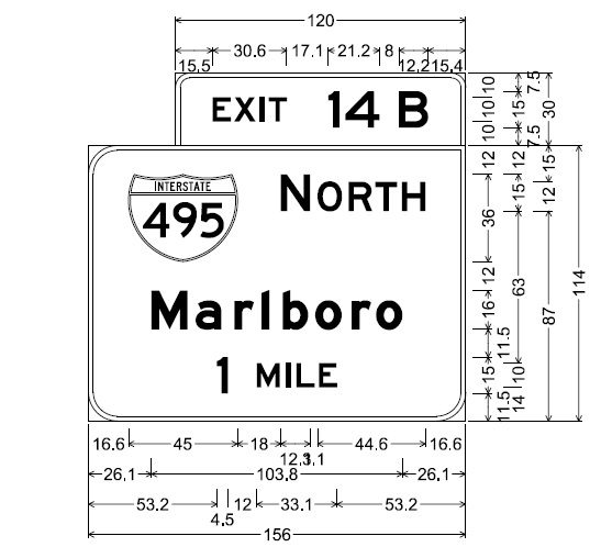 Image of plan for 1-mile advance sign for I-495 North on MA 24 South in Mansfield, by MassDOT