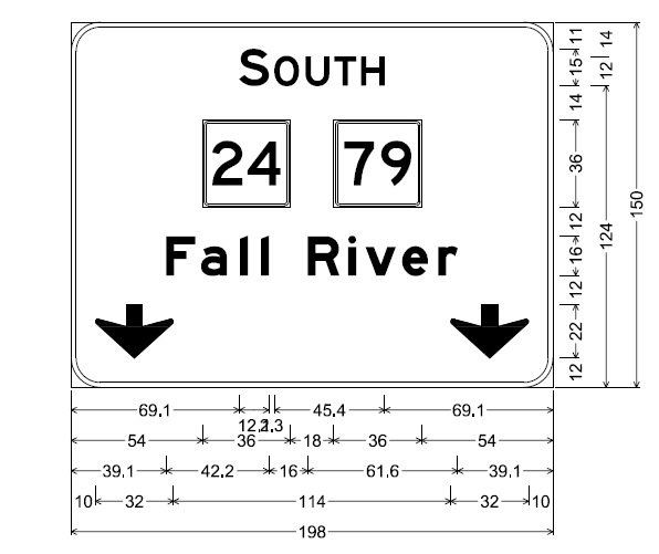 Image of plan for pullthrough sign for MA 24/79 South in Freetown, by MassDOT