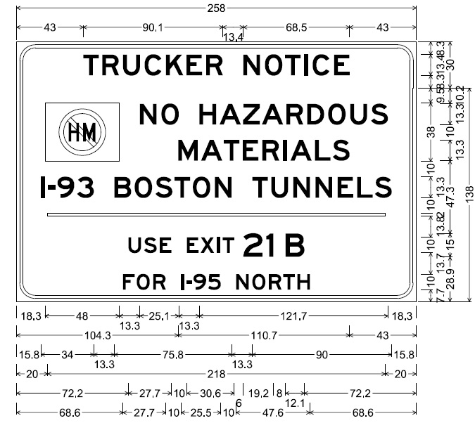 Image of plan for trucker warning notice sign on MA 24 North in Randolph, by MassDOT