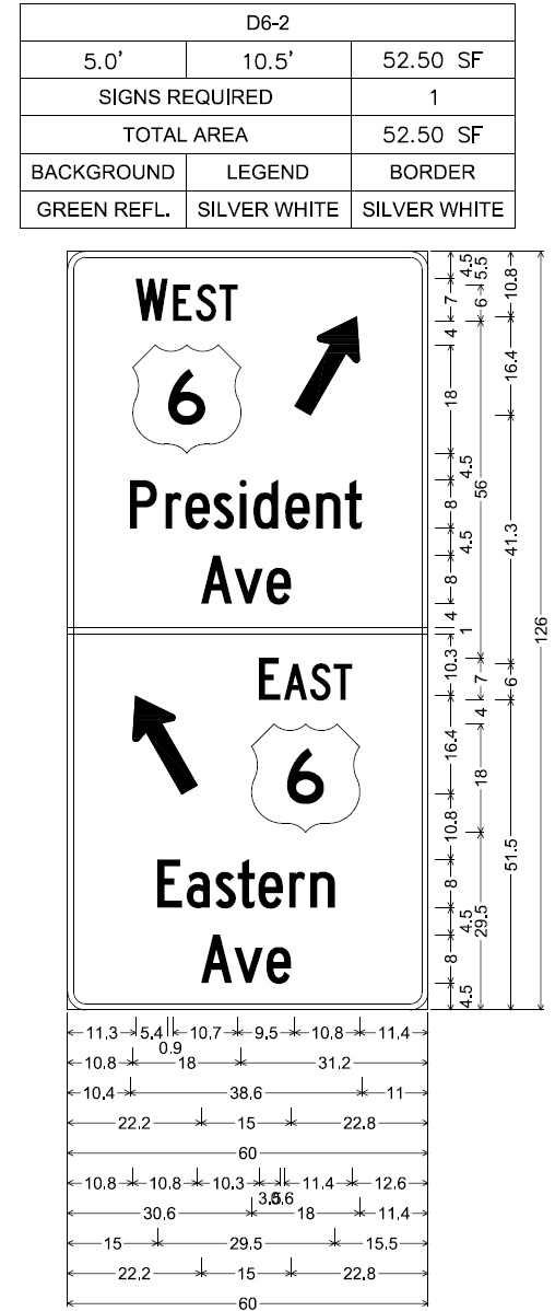 Image from sign plan of US 6 West and East Guide sign near MA 24 on-ramp in Fall River, by MassDOT