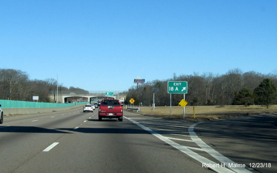 Image of newly placed exit gore sign for MA 27 South exit on MA 24 North in Brockton