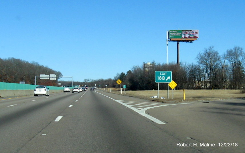 Image of newly placed exit gore sign for MA 27 North exit on MA 24 North in Brockton