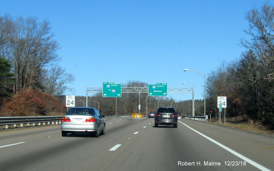 Image of signage at end of MA 24 North at I-93/US 1 in Randolph