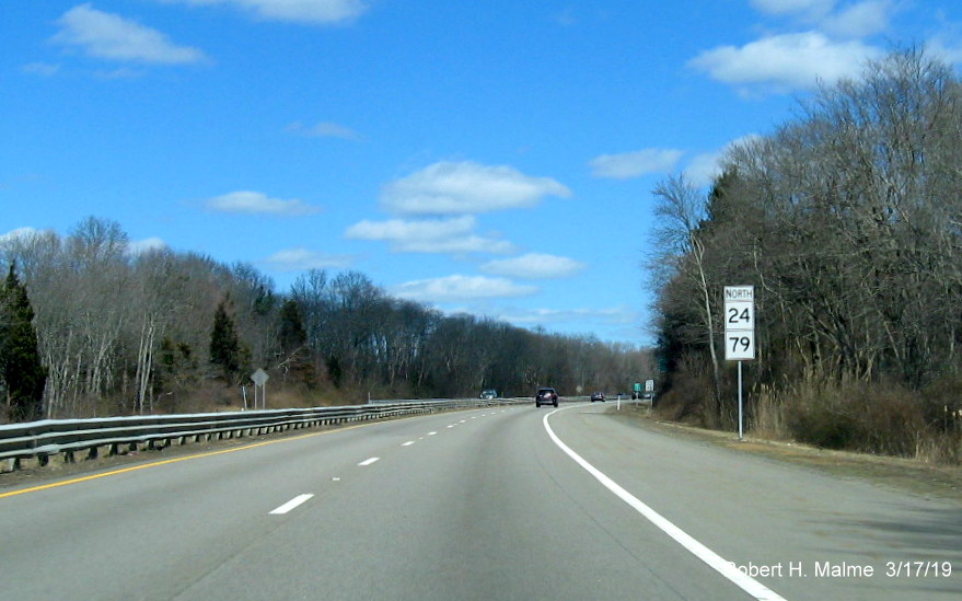 Image of newly installed North MA 24/MA 79 reassurance marker in Freetown