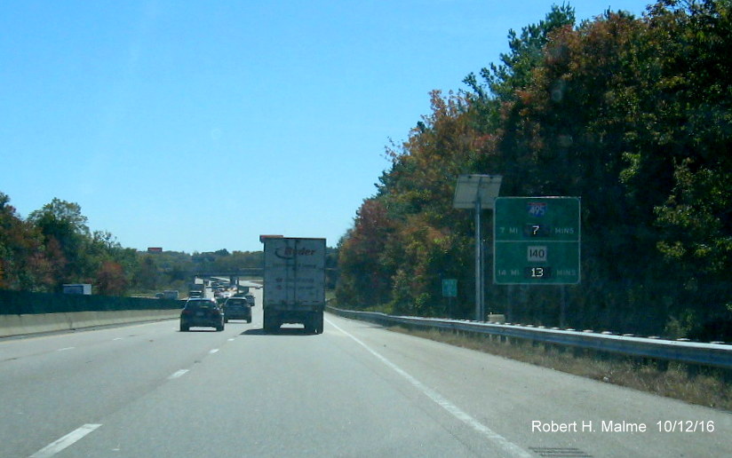 Image of activated Real Time Traffic sign on MA 24 South in Brockton