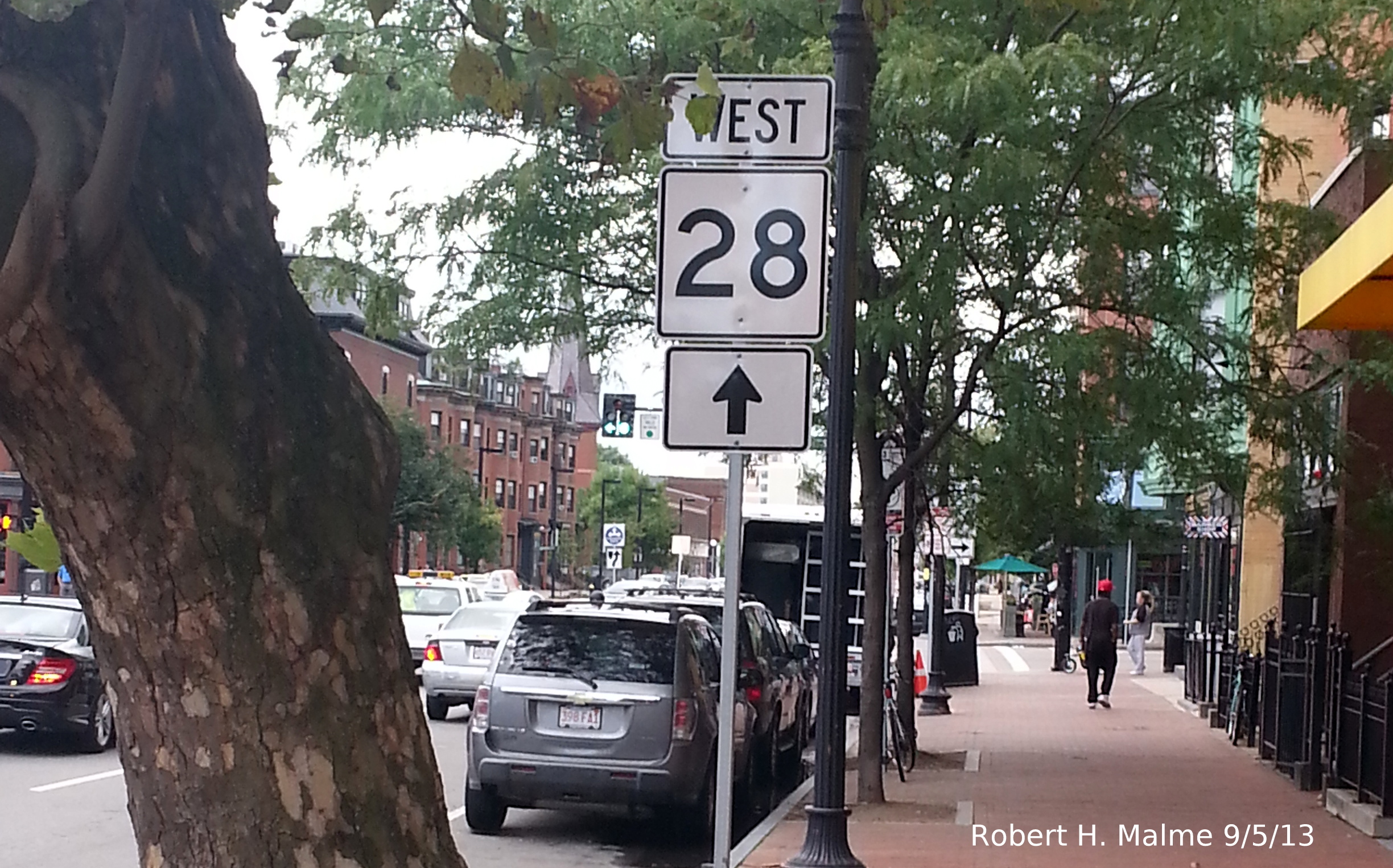 Photo of MA 28 East Sign along Tremont St in Boston, Sept. 2013