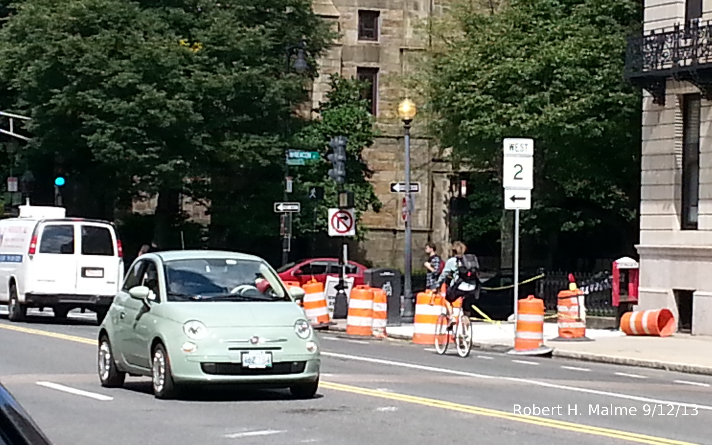 Photo of Erroneous MA 2 Sign at corner of Beacon St and Mass Ave in Boston, Sept. 2013