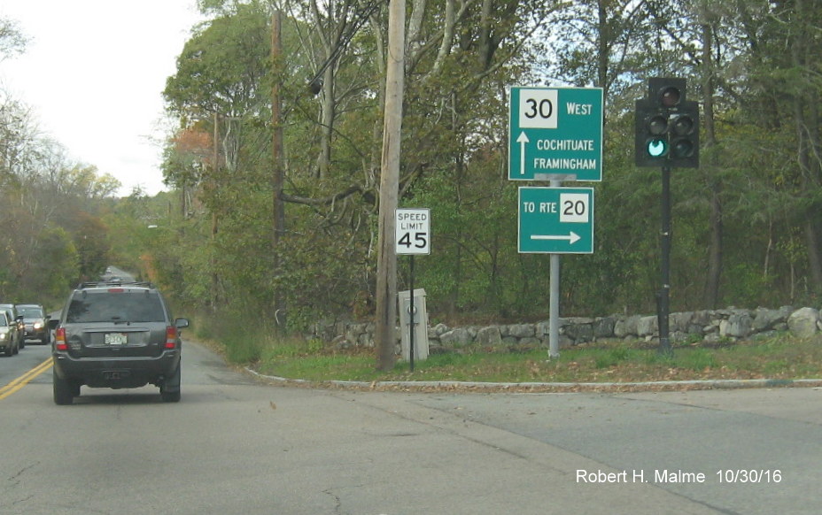 Image of MA 20 shield sign goof on MA 30 in Weston