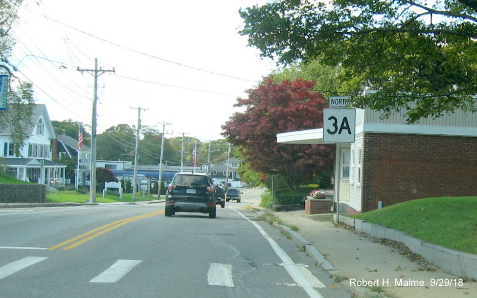 Image of large north MA 3A reassurance marker in North Plymouth