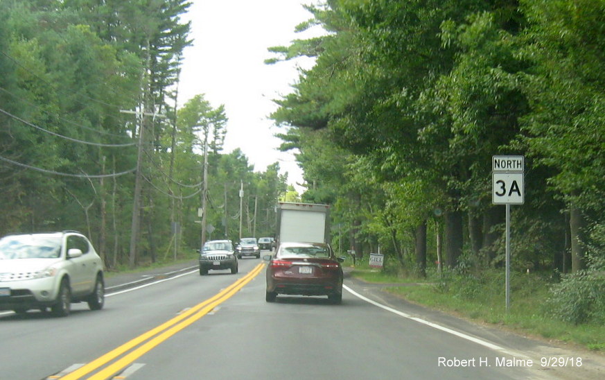 Image of newly placed North MA 3A reassurance marker in Marshfield