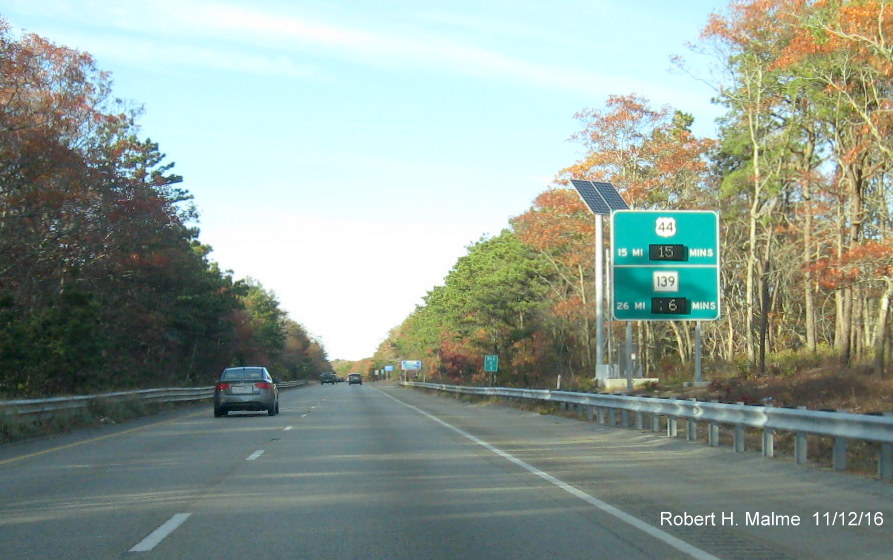 Image of activated Real Time Traffic sign on MA 3 North in Bourne