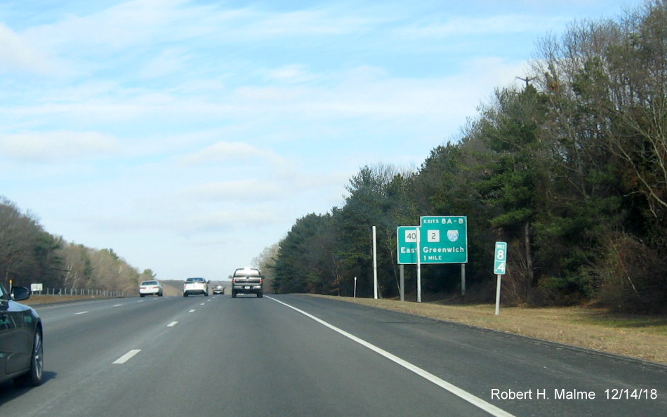 Image of new support posts for future new exit number sign for RI 401 exit on RI 4 North in East Greenwich