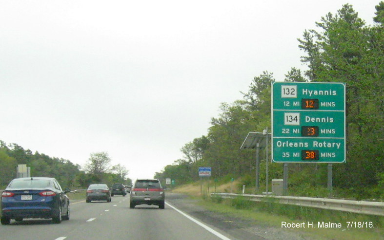 Image of Real Travel Time Sign on US 6 East in Bourne