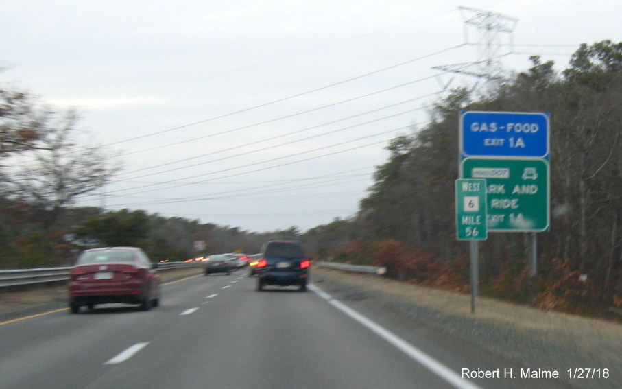 Image of mislabeled MA 6 mile marker on US 6 West in Bourne