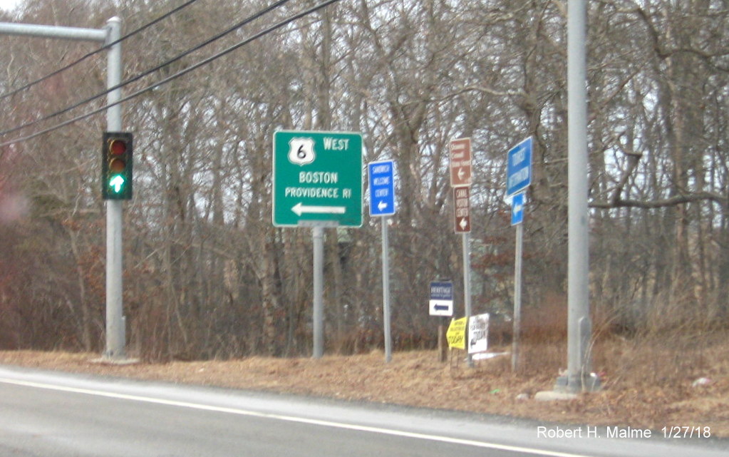 Image of new US 6 West guide sign on MA 130 North in Sandwich