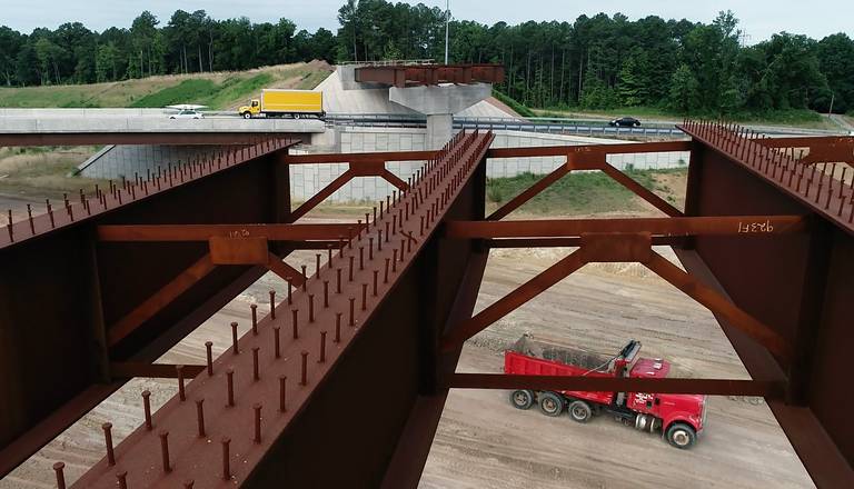 Image taken from future flyover ramp of I-885/East End Connector in Durham at US 70, by Durham Herald-Sun