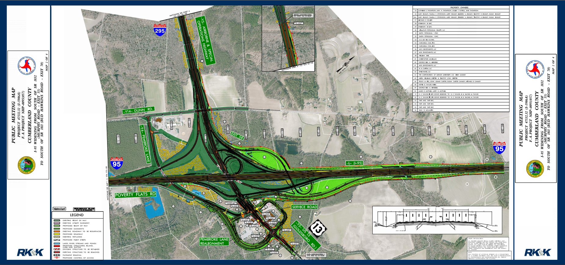 NCDOT plan for reconstructed interchange between I-95 and I-295 north of Fayetteville, May 2020