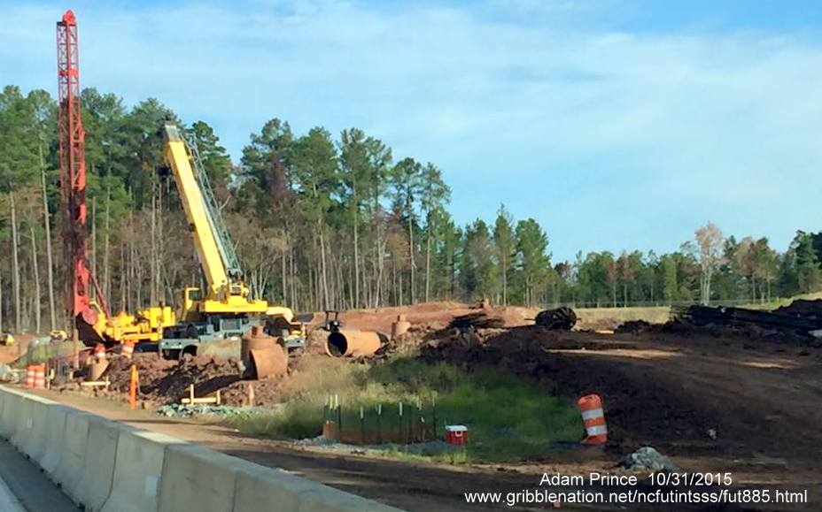 Image of construction equipment at future I-885/NC 147 interchange. Photo by Adam Prince