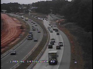 Image from NCDOT Traffic Camera of construction at future NC 147/East End Connector interchange