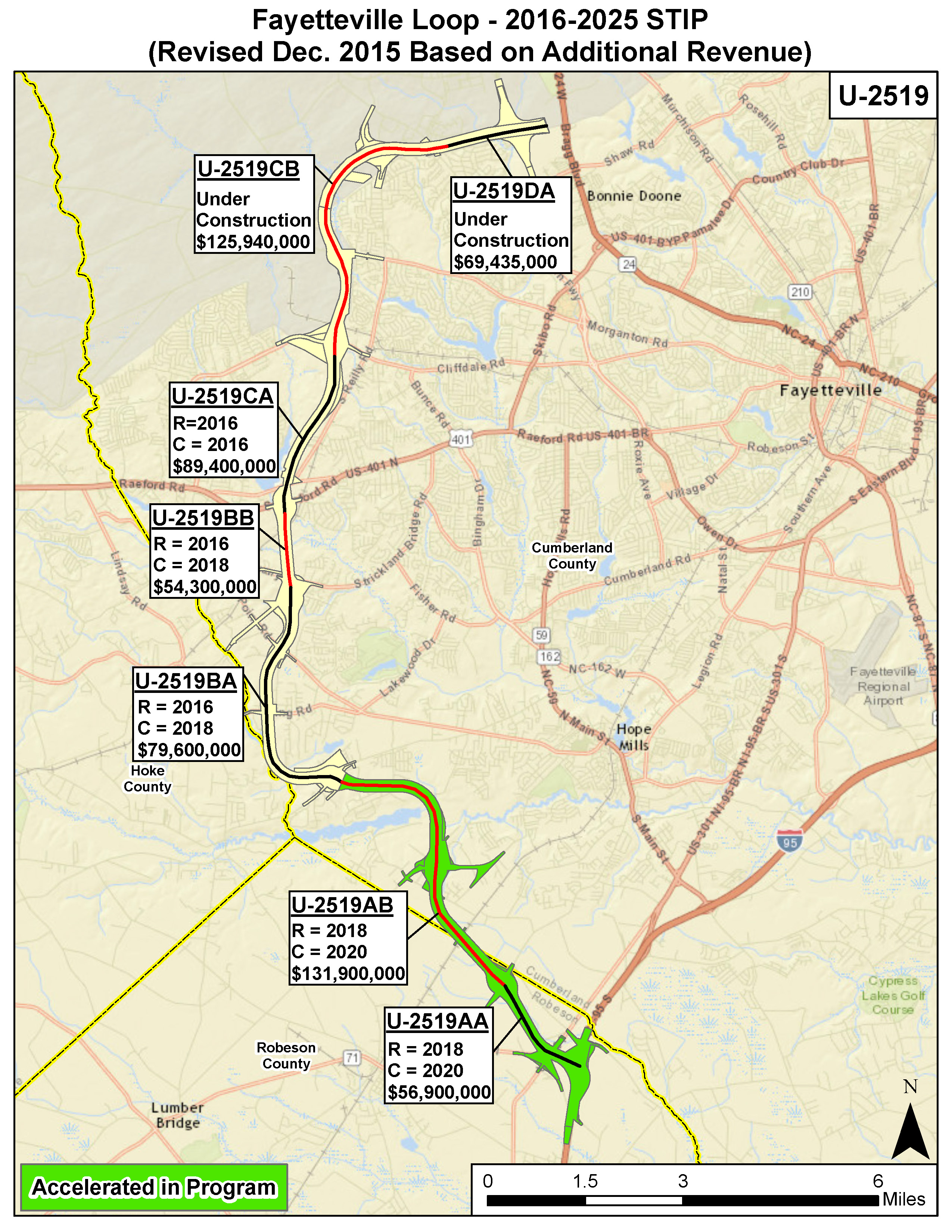 NCDOT construction timetable for the Fayetteville Loop in Dec. 2015
