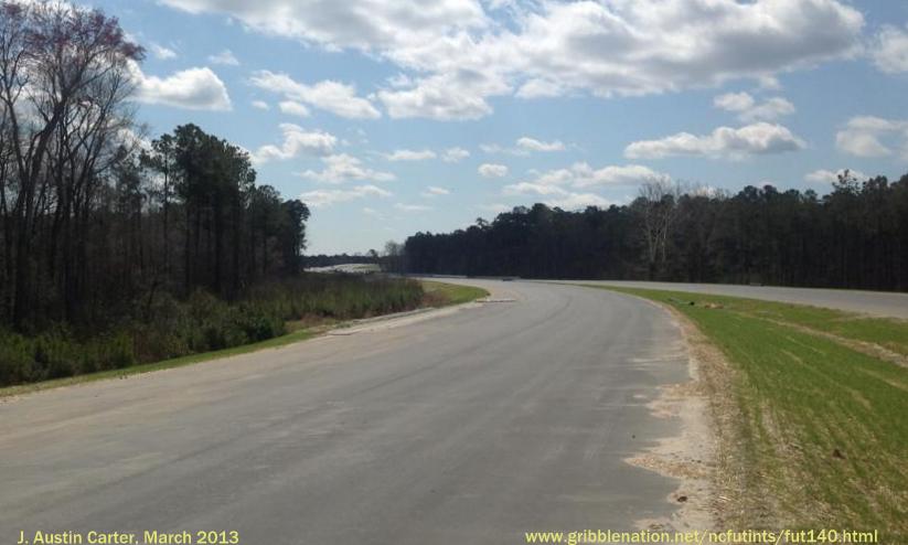 Photo of Future I-140 roadway near interchange with US 17, by J. Austin 
Carter, March 2013