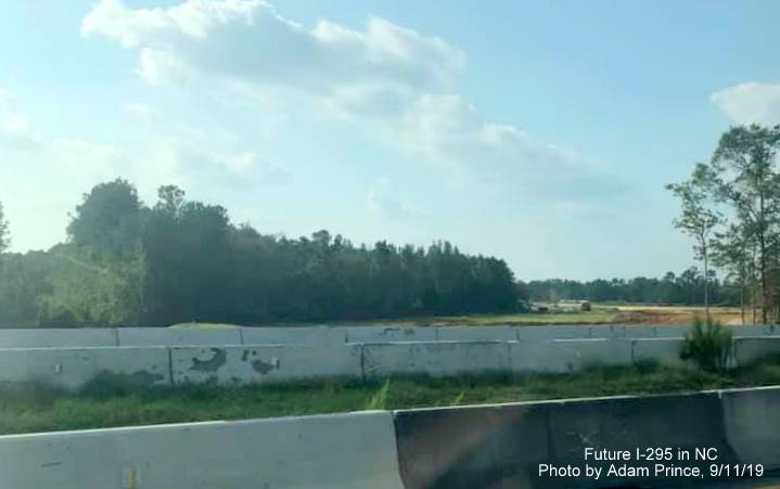 Image of construction zone for I-295 interchange near St. Pauls, NC from I-95 South, by Adam Prince