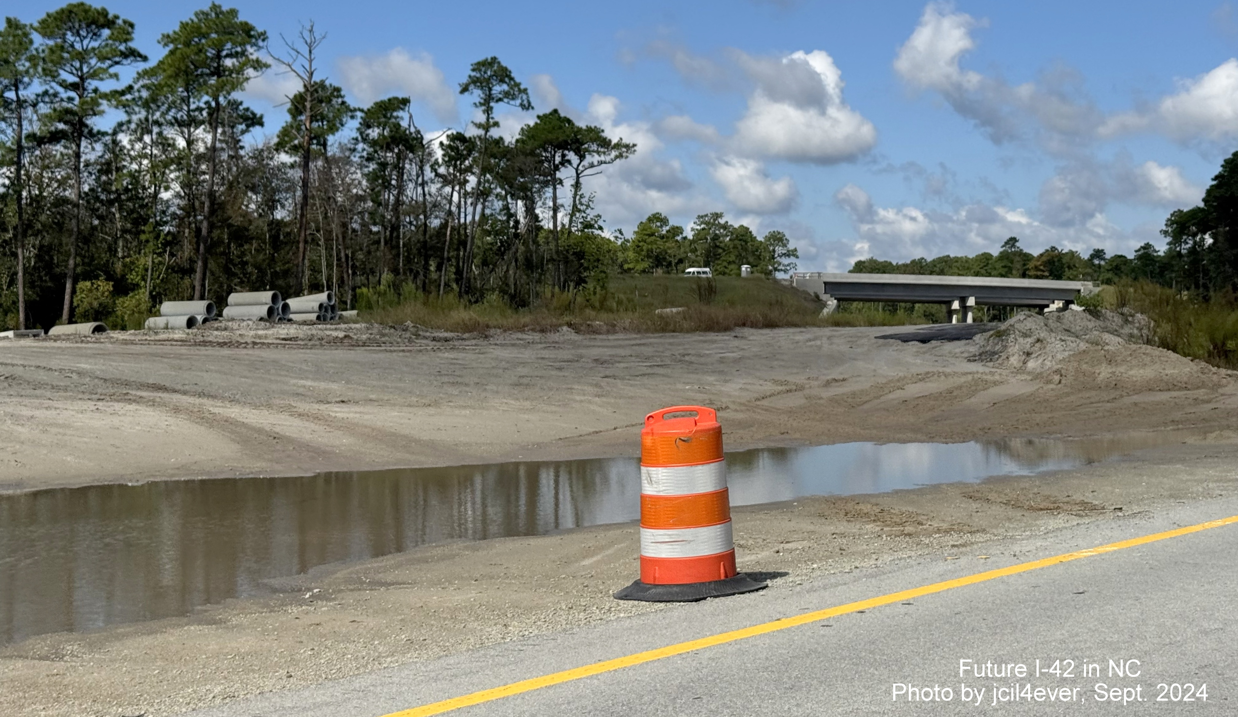 Image of construction progress at the west end of the Havelock Bypass from US 70 East, by jcil4ever, September 2024