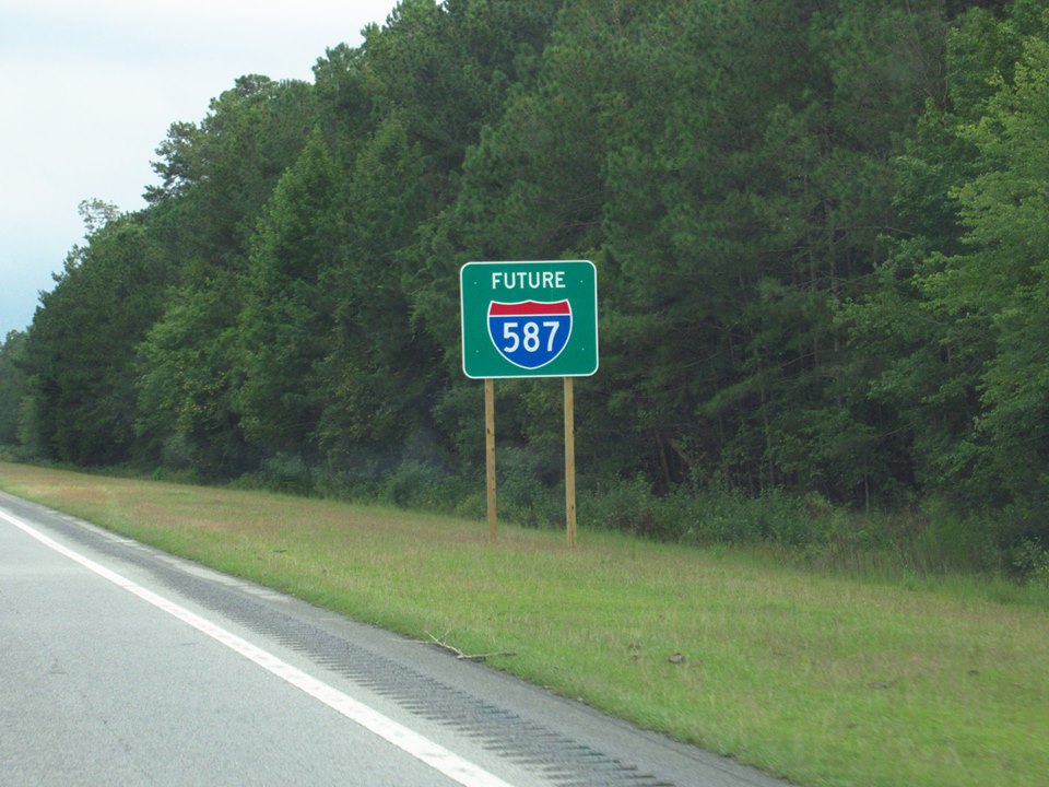Future I-587 sign put up on US 264 in Wilson County, from JTL