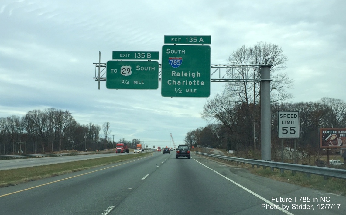 Image of overhead signs in advance of Greensboro Loop exit on US 29 North, by Strider