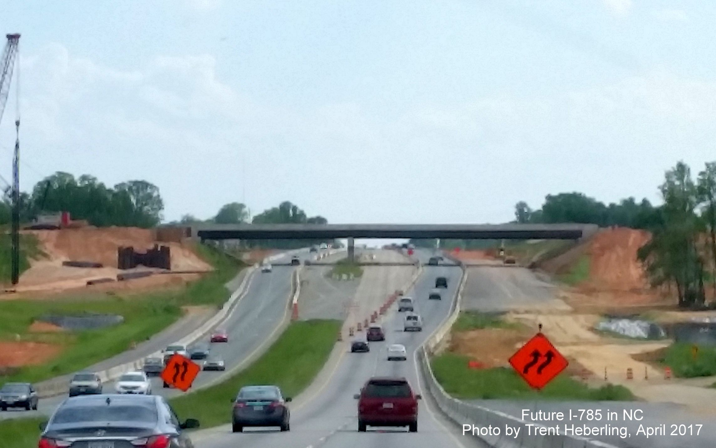 Image looking south on US 29 toward Future I-785/Greensboro Loop interchange under construction, by Trent Heberling