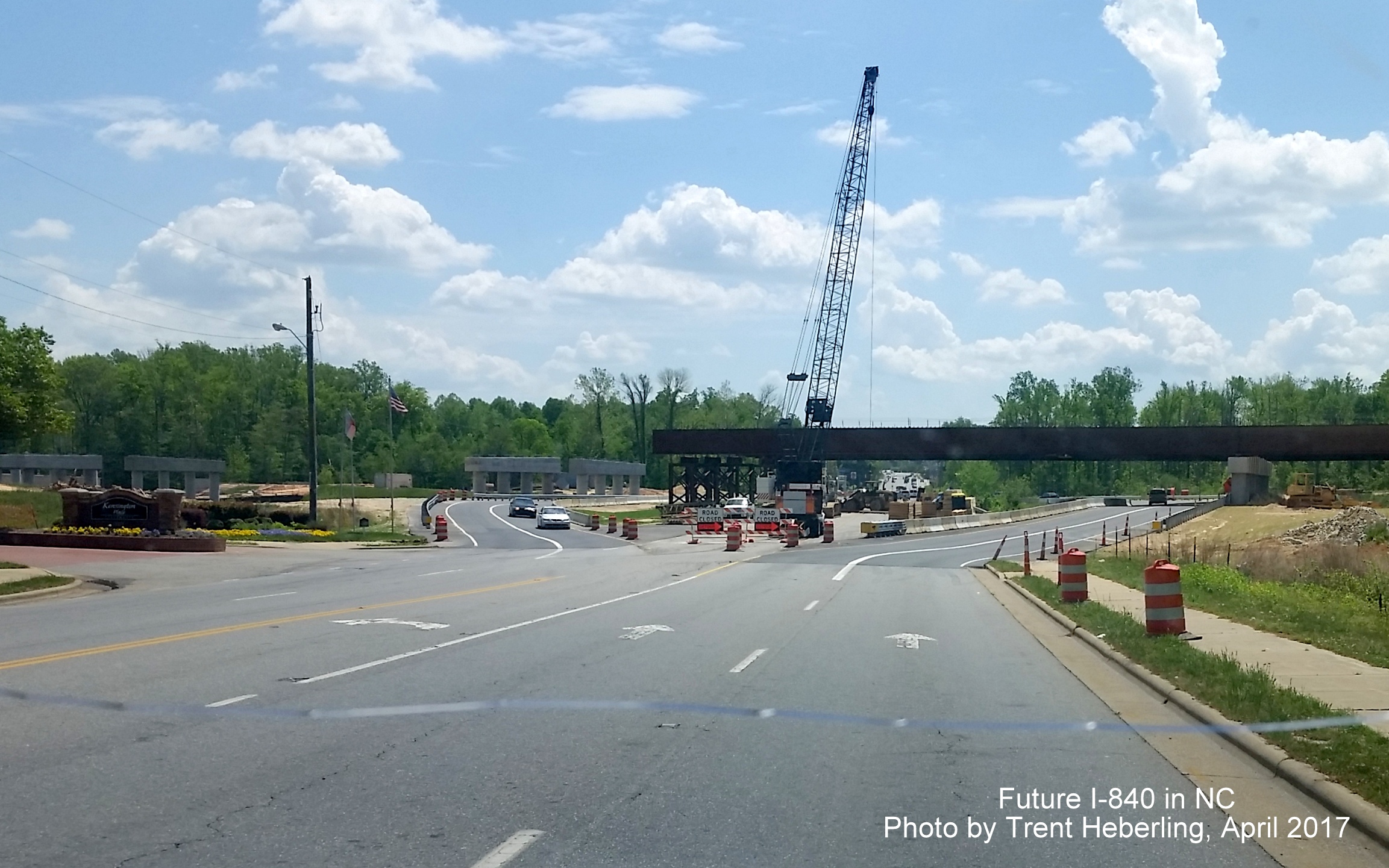 Image taken heading south on US 220/Battleground Ave approaching future I-840 interchange in Greensboro, by Trent Heberling