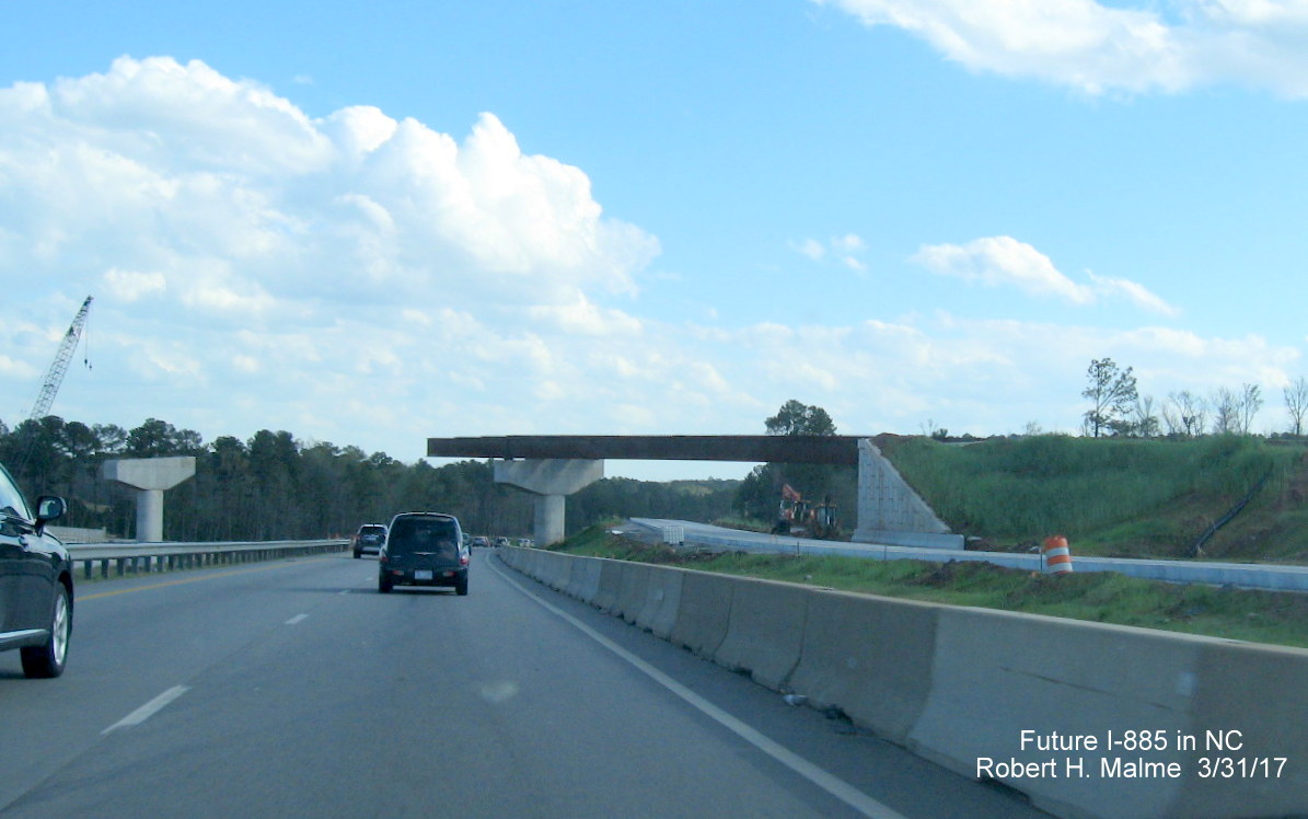 Image showing progress in completing support structure for Future I-885 North on-ramp from NC 147 in Durham