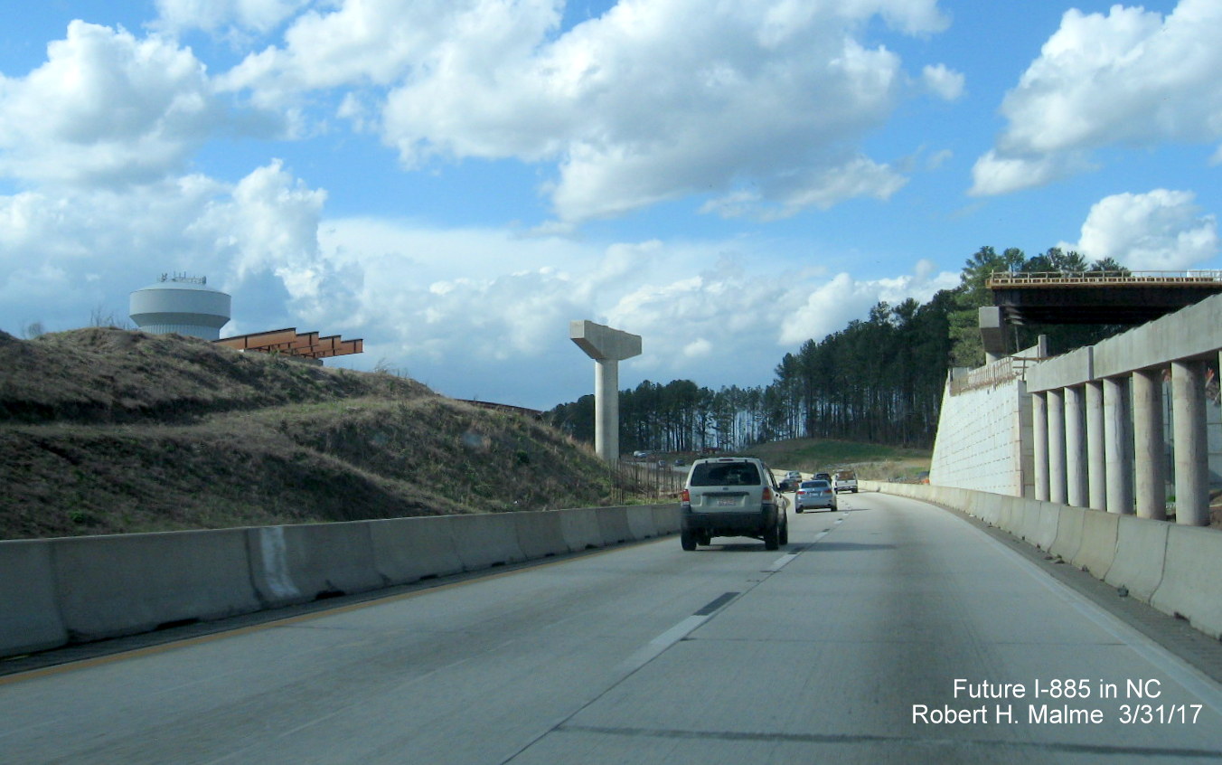 Image taken of traveling through future flyover ramp construction zone for East End Connector on NC 147 in Durham