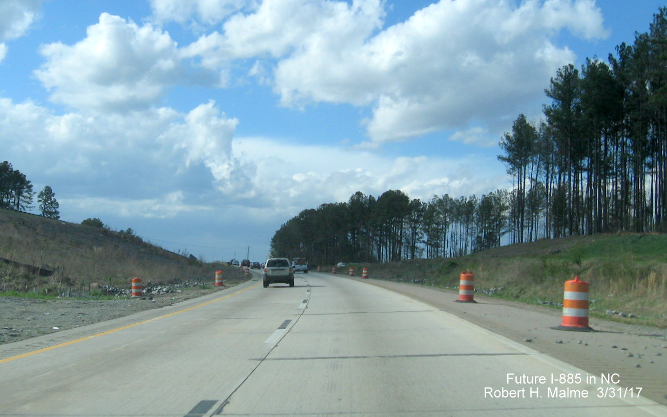 Image taken of East End Connector construction from NC 147 North at Future I-885 interchange