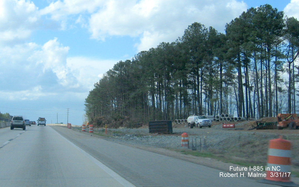 Image taken of construction on Future I-885 South ramp to NC 147 North in Durham