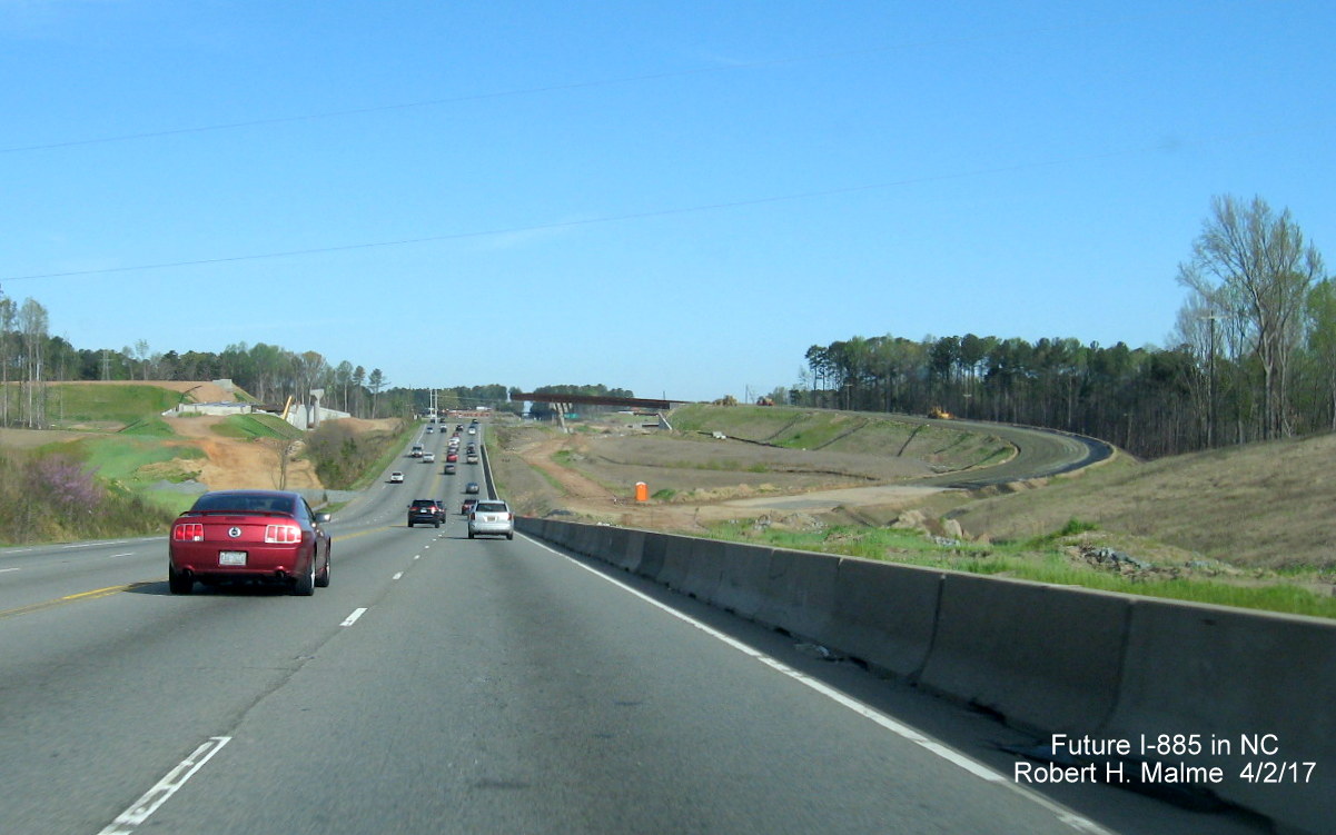 Image taken of new US 70 lanes being constructed as part of East End Connector project in Durham