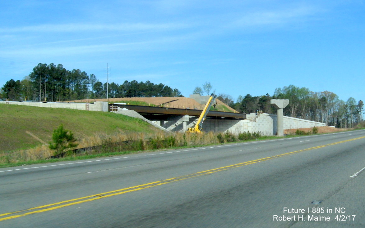 Image taken of ramp bridge being constructed west of US 70 as part of East End Connector project in Durham
