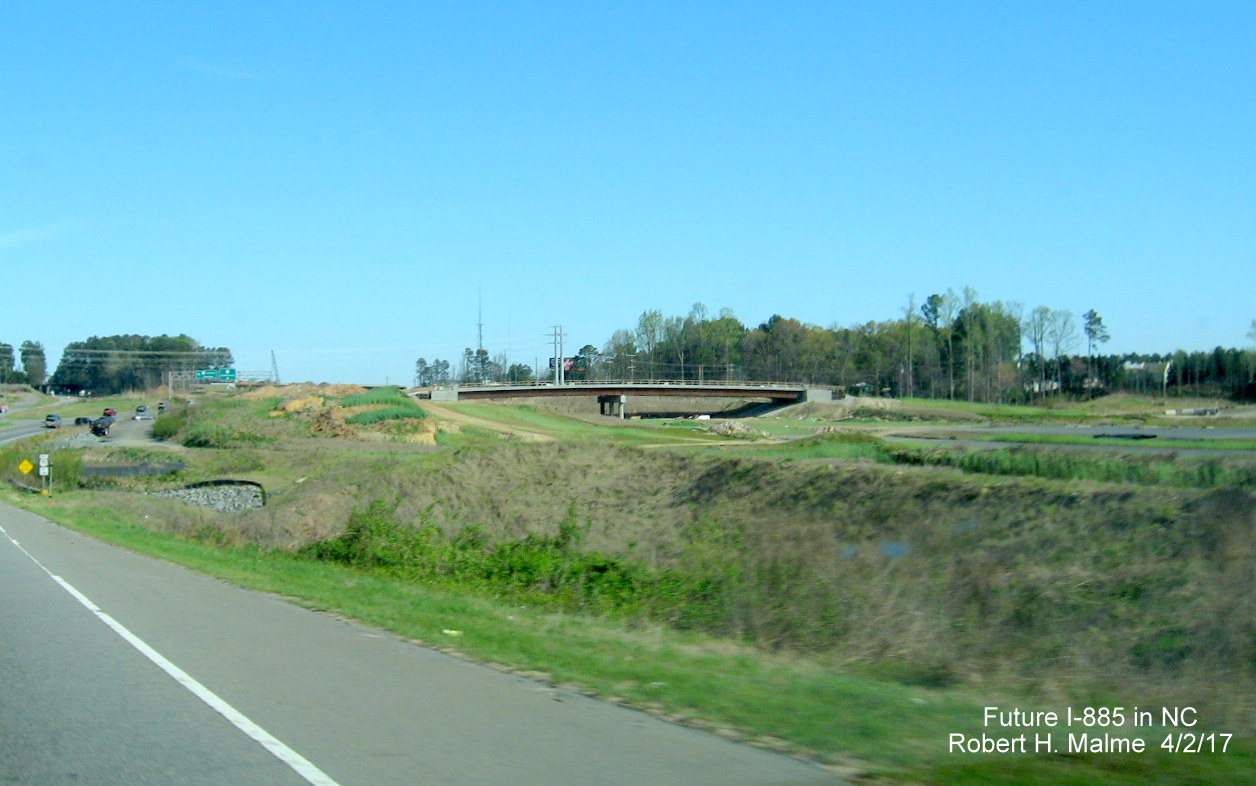 Image taken of East End Connector work zone north of future I-885/US 70 interchange in Durham