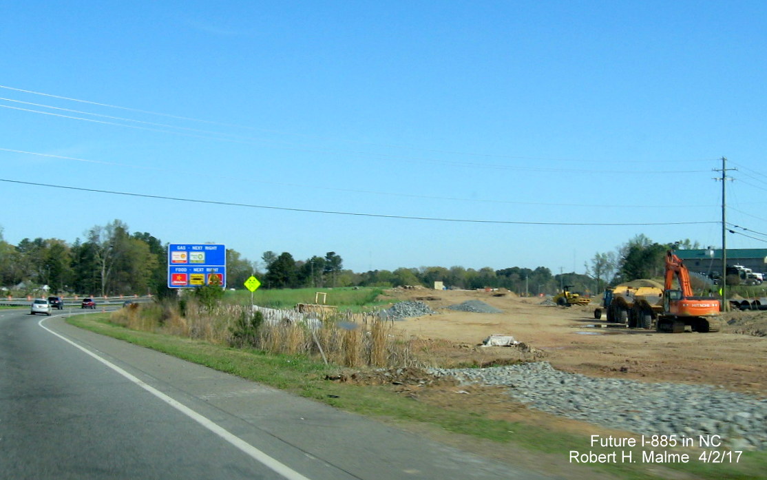 Image taken of construction of future Interstate 885 North lanes prior to NC 98 in Durham