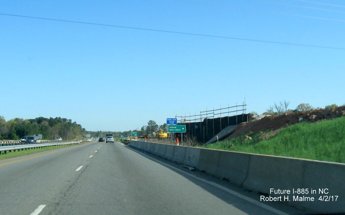 Image taken of bridge construction for future Interstate 885 North lanes over NC 98 in Durham
