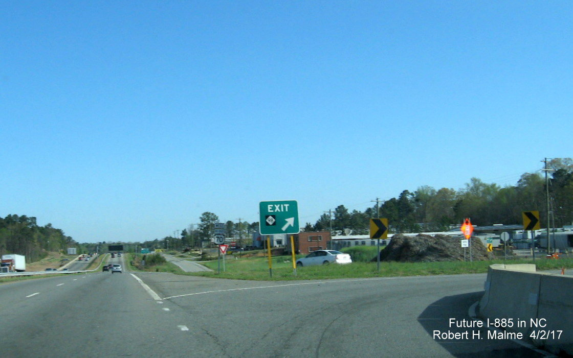 Image taken of NC 98 Exit gore sign on US 70 in Durham