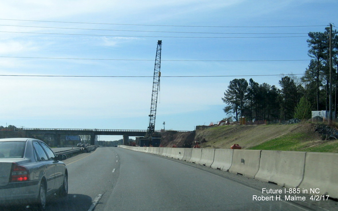 Image of view on East US 70 of construction of new lanes for Future I-885 in Durham